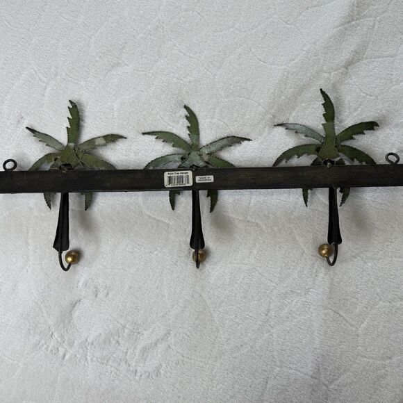 3D Metal Art Tropical Palm Trees Sunset Wall Hanging 3 Hooks 18” Long - Picture 6 of 16